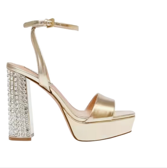 STEVE MADDEN - Lasher Embellished Chunky Heeled Sandals - Picture 2 of 7